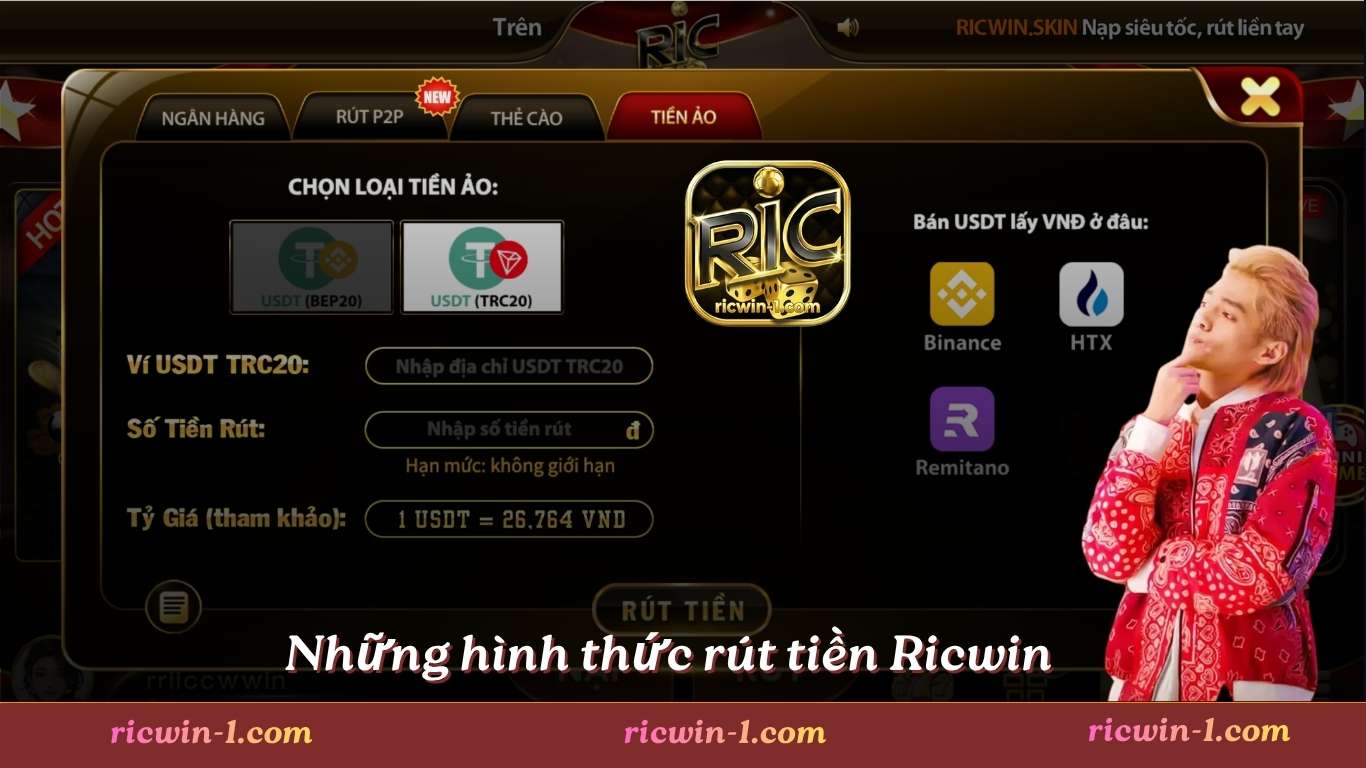Những hình thức rút tiền Ricwin